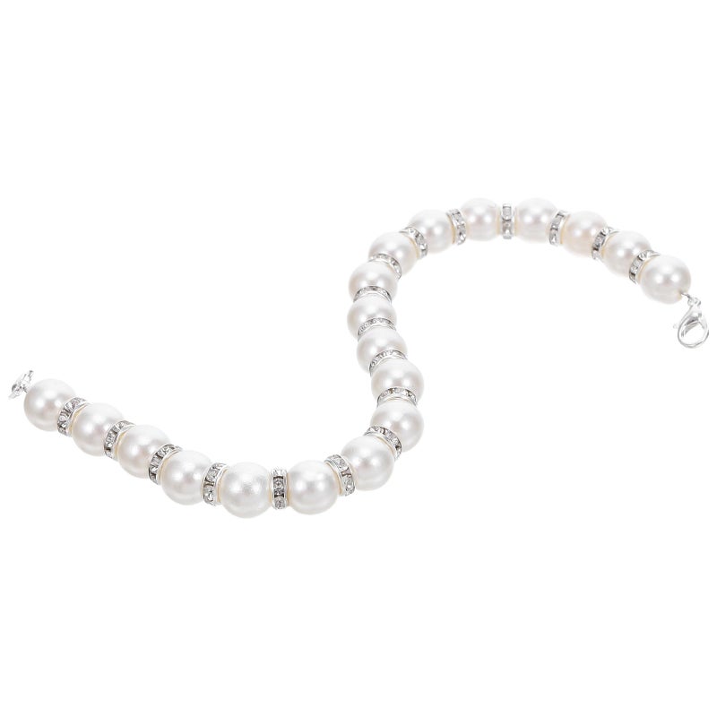 Pearl Chain Strap For Purse DIY With Silver Buckle 23cm Shoulder Bag Accessory - Image 2