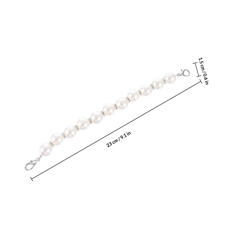 Pearl Chain Strap For Purse DIY With Silver Buckle 23cm Shoulder Bag Accessory - Image 3