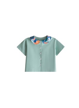 Mater&ME Mater&ME Summer Suit, Pajamas for Boys, 100% Breathable Cotton Poplin, Lightweight, Designer Print, Elegant Color, Premium Detailing, Eucalyptus  - Image 1