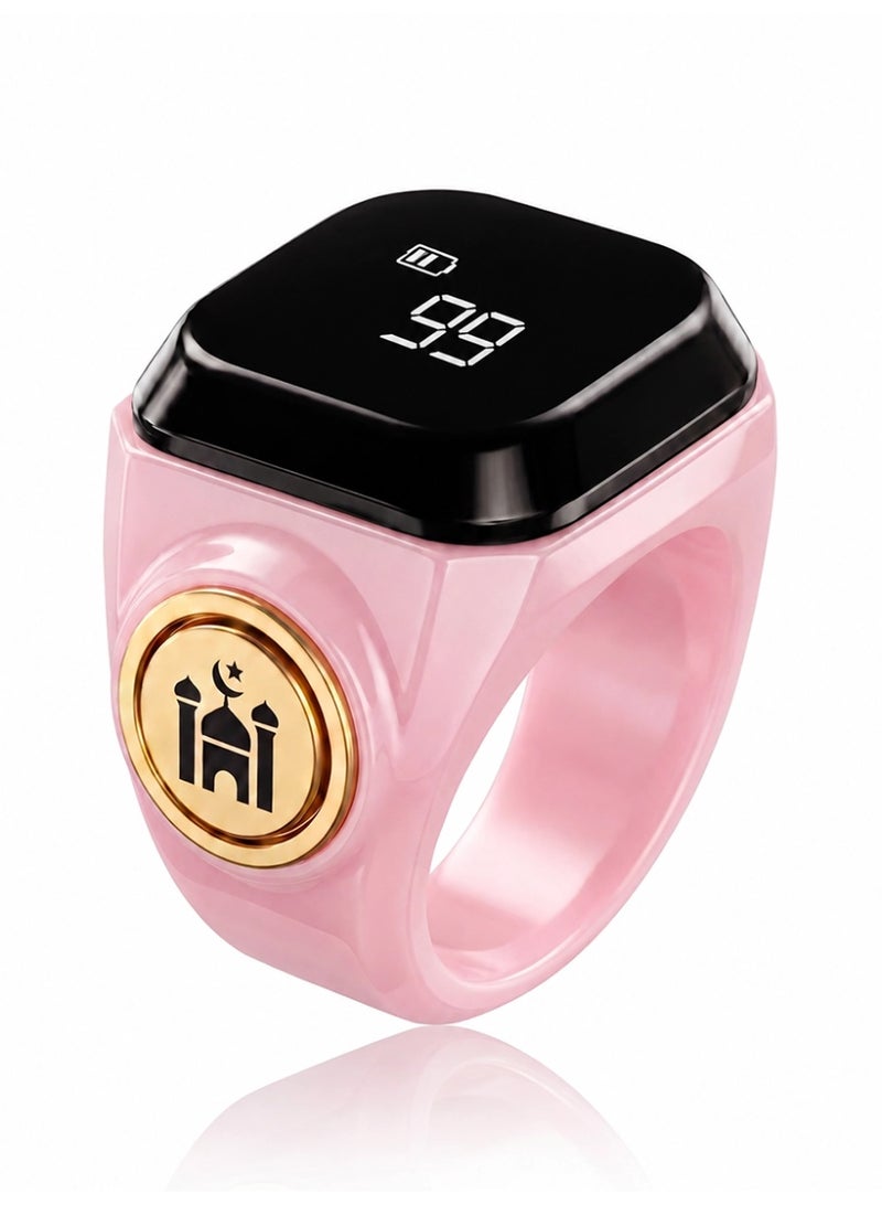 Slema Salam Smart Tasbih Ring Digital Tasbeeh Counter Ring Islamic Prayer Counter 99999 Count Zikr Tracker Prayer Reminder Long Battery Life Lightweight Smart Prayer Ring（pink） - Image 1