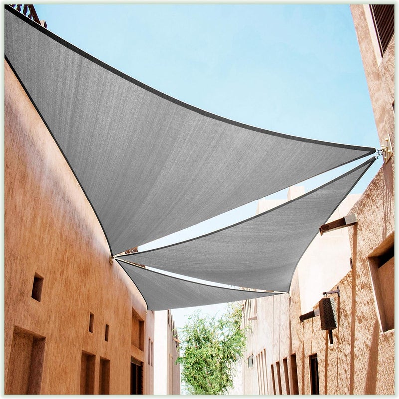 ColourTree كولور تري 12' × 12' × 12' شراع ظل مثلث رمادي مظلة – مقاوم للأشعة فوق البنفسجية درجة تجارية ثقيلة - نصنع مقاسات مخصصة - Image 1