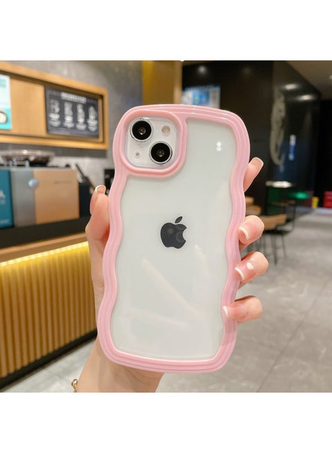 Applicable To IPhone14pro Max Apple 15 Mobile Phone Shell Candy Color Border 12/13 Two-in-one Wave-Color:WT Two-in-one Wave Pink Edge-Applicable Model:12pro (without Packaging)