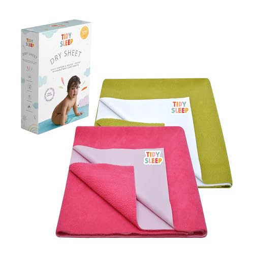 Tidy Sleep Instadry Anti-Piling Fleece Extra Absorbent Quick Dry Sheet for New Born Babies, Cotton Bed Protector Mattress Pack of 2 Red-Olive Green Medium (100x70) cm - Image 1