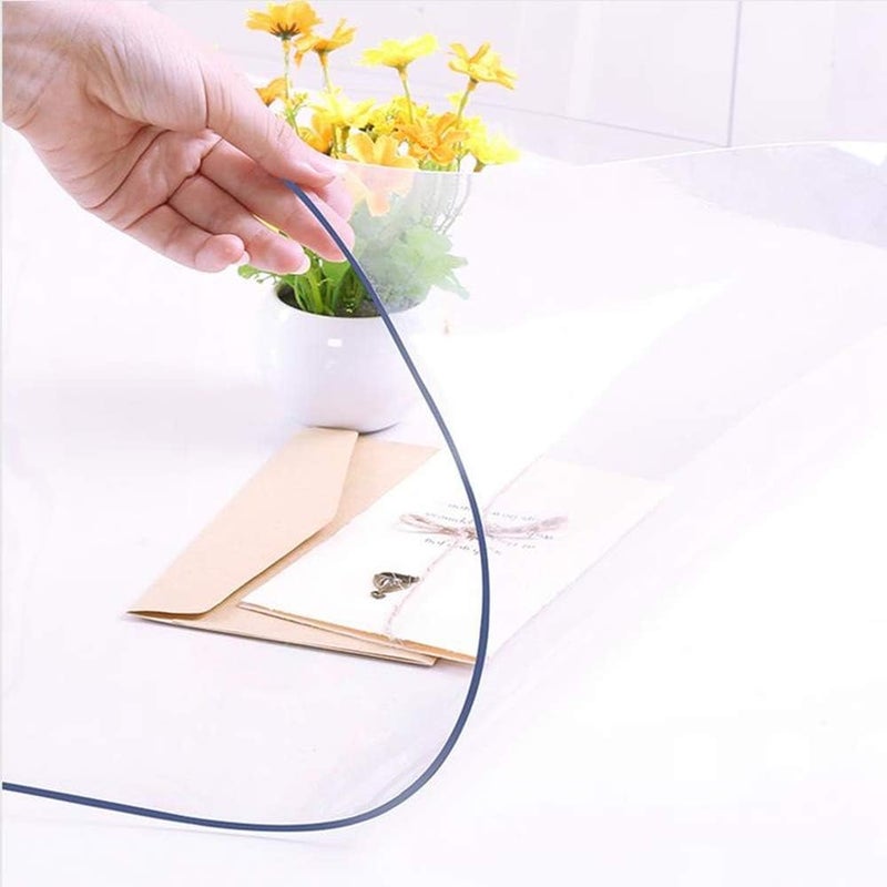 NECAUX غطاء طاولة شفاف من PVC بسمك 1.5 مم - 24 × 48 بوصة مقاوم للماء، وسادة مكتب مستطيلة من الفينيل غير قابلة للانزلاق لطاولة القهوة/مكتب الكتابة - Image 3