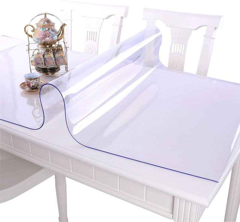 NECAUX غطاء طاولة شفاف من PVC بسمك 1.5 مم - 24 × 48 بوصة مقاوم للماء، وسادة مكتب مستطيلة من الفينيل غير قابلة للانزلاق لطاولة القهوة/مكتب الكتابة - Image 2