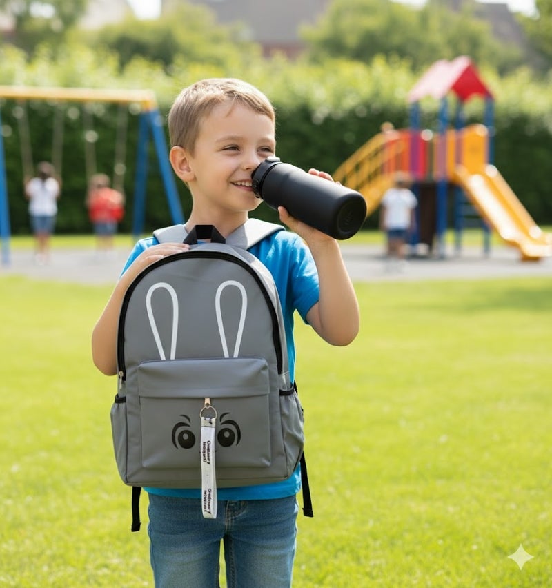 MINDFIT Bunny-Ear Cat Backpack Set - Matte Black for Kids - Image 3