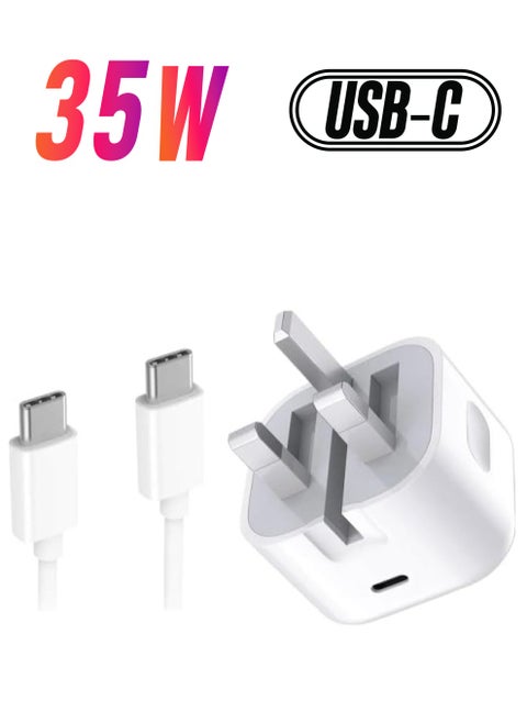 35W Fast USB C Power Adapter with Type C Cable included, for Iphone 16 and 15 Fast charger Type C Wall Plug with Cable for Iphone 15 pro Max / 15 Pro/ 15/15 Plus, Ipad, Samsung, Oneplus, Xiaomi and Many Devices (White)