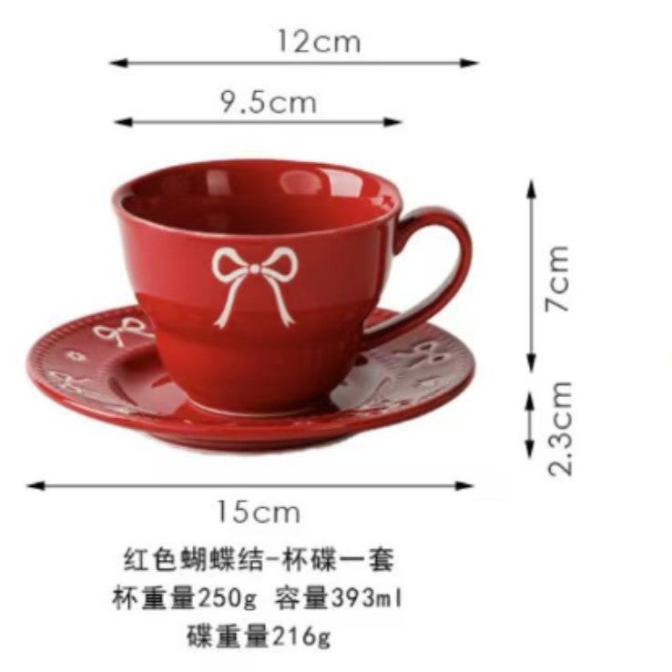 Bow Tie Bowl And Dish Set, High-Value Plates, Red Housewarming Tableware, Bowls And Plates, Household Ceramic Rice Bowls - Image 1