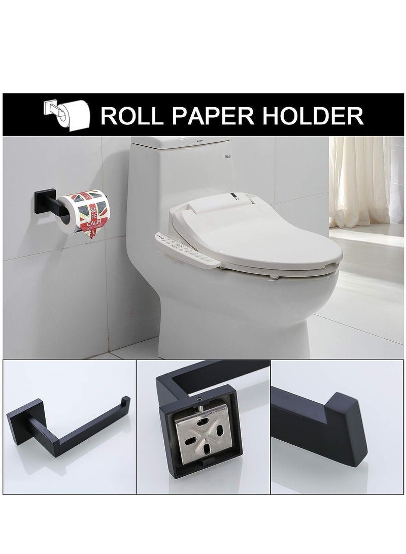 Bath Towel Bar Set, 5 Piece Bathroom Hardware Accessories Set, Wall Mount Stainless Steel Toilet Paper and Towel Holder - Image 3