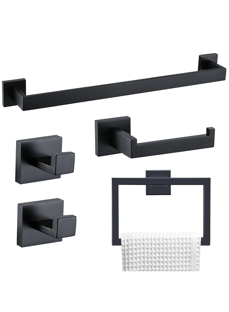 Bath Towel Bar Set, 5 Piece Bathroom Hardware Accessories Set, Wall Mount Stainless Steel Toilet Paper and Towel Holder - Image 1