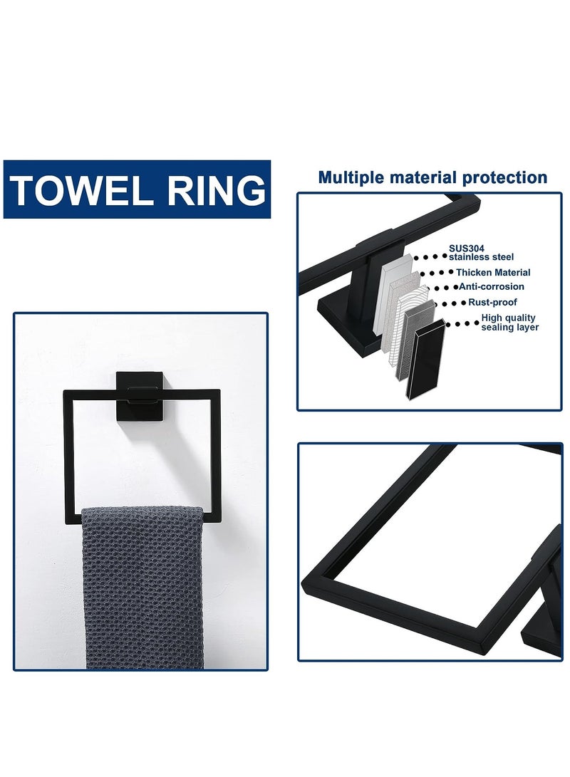 Bath Towel Bar Set, 5 Piece Bathroom Hardware Accessories Set, Wall Mount Stainless Steel Toilet Paper and Towel Holder - Image 2