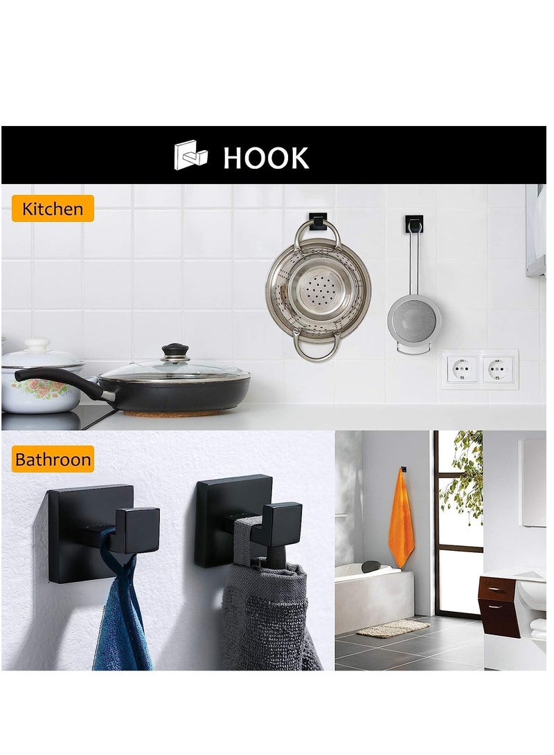 Bath Towel Bar Set, 5 Piece Bathroom Hardware Accessories Set, Wall Mount Stainless Steel Toilet Paper and Towel Holder - Image 4