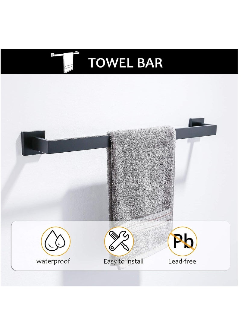 Bath Towel Bar Set, 5 Piece Bathroom Hardware Accessories Set, Wall Mount Stainless Steel Toilet Paper and Towel Holder - Image 5