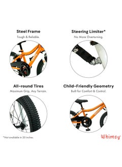 Whimsy Whimsy - Classic 16" Kids Bike 2-Minute Assembly, Handbrake, Child-Friendly Cycle, Adjustable Saddle - Orange  - Image 3