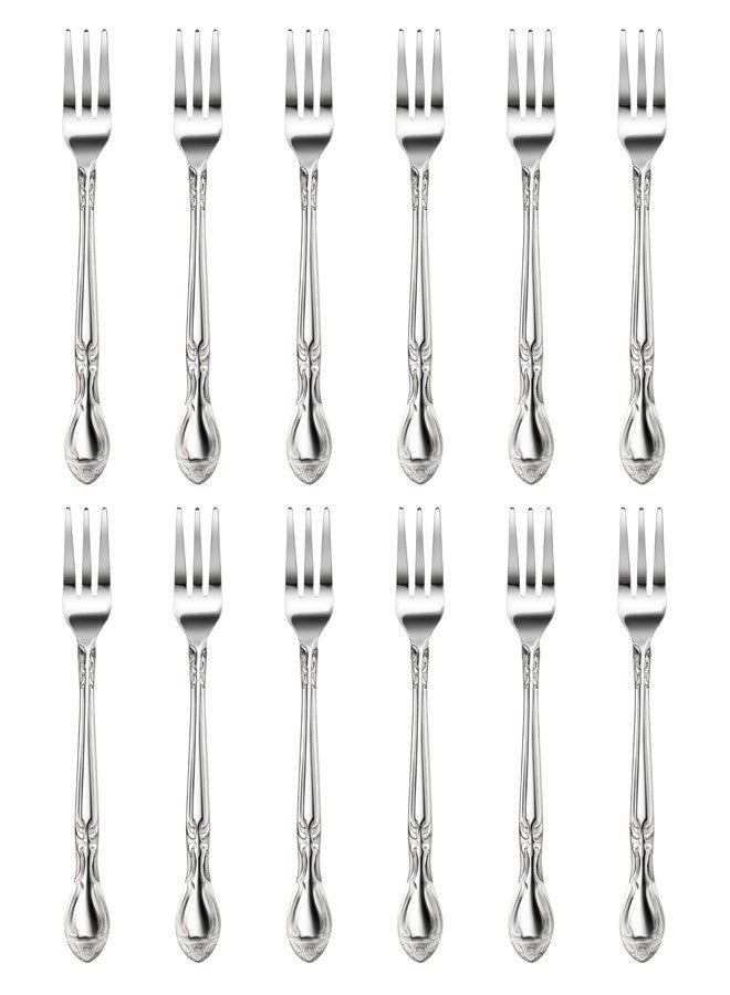 نيو ستار فود سيرفيس شوكة محار من الفولاذ المقاوم للصدأ بنقشة وردة من نيو ستار فود سيرفيس 58680، 5.8 بوصة، 12 قطعة - Image 1