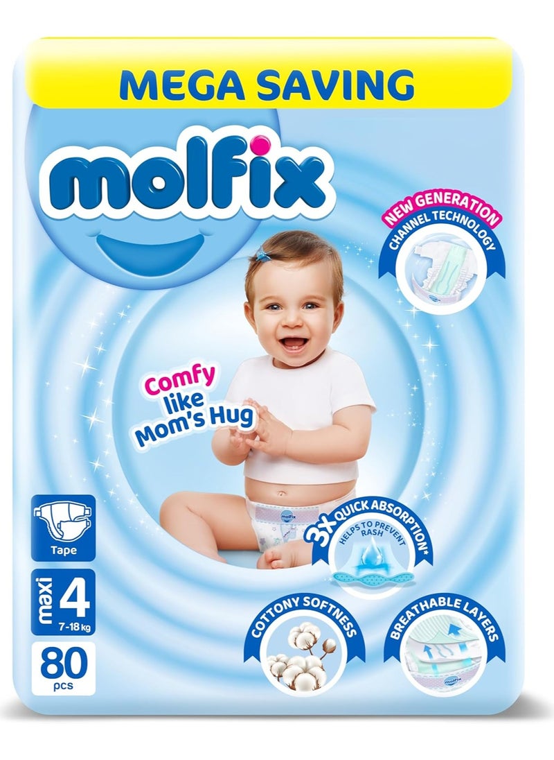 Molfix Molfix - Baby Diapers - Mega Pack - Maxi Size 4 - 80 Pieces  - Image 1