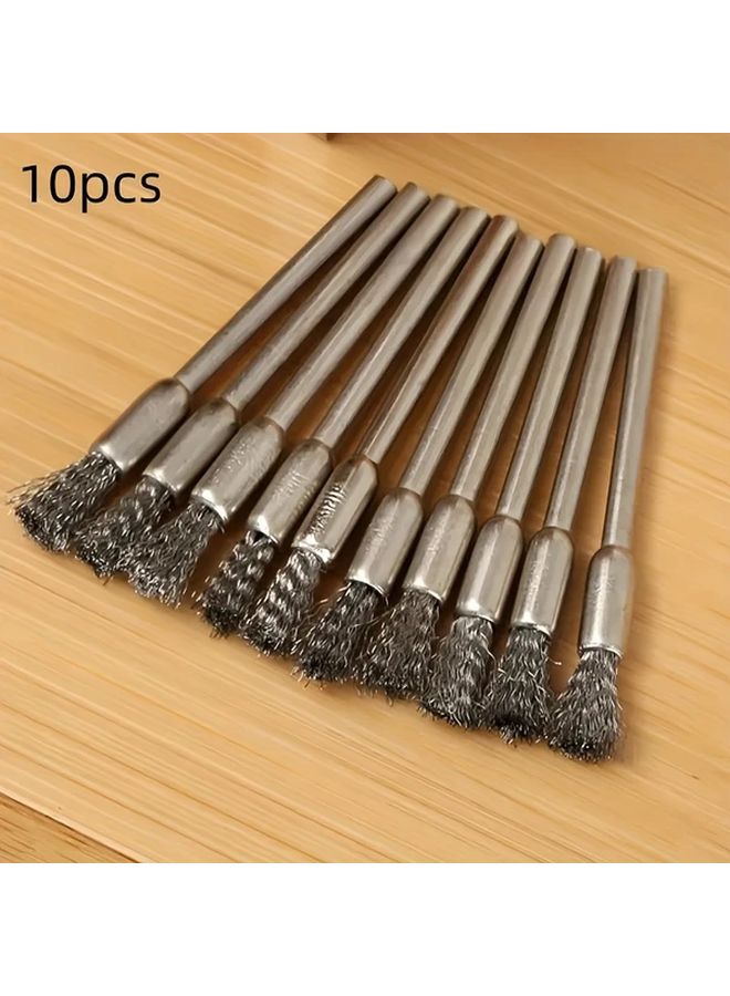 10pcs Steel Wire Wheel Brush Set For Rust Removal Polishing Grinding Rotary Tool - Image 1
