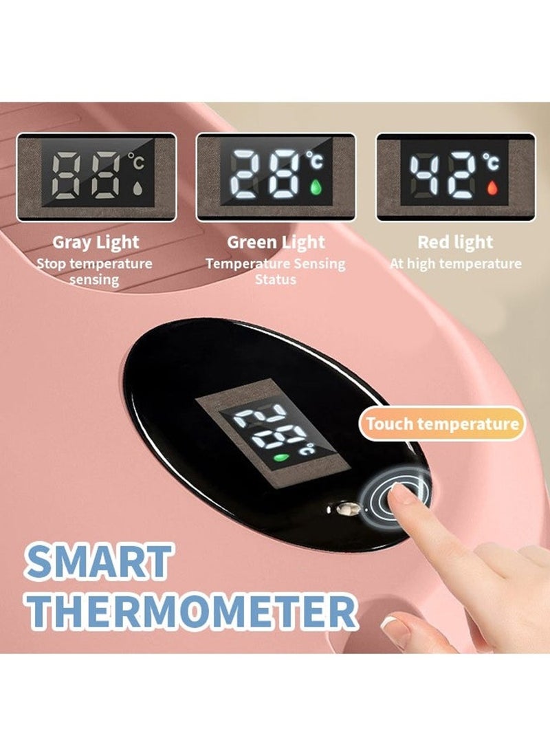 ليون هوم حوض استحمام قابل للطي للأطفال الرضع، حوض استحمام منزلي للجلوس والاستلقاء، مجموعة حوض استحمام قابل للطي للأطفال الرضع، مزود بسلة تخزين قابلة للإزالة وشاشة LCD لمراقبة درجة الحرارة في الوقت الفعلي. - Image 3