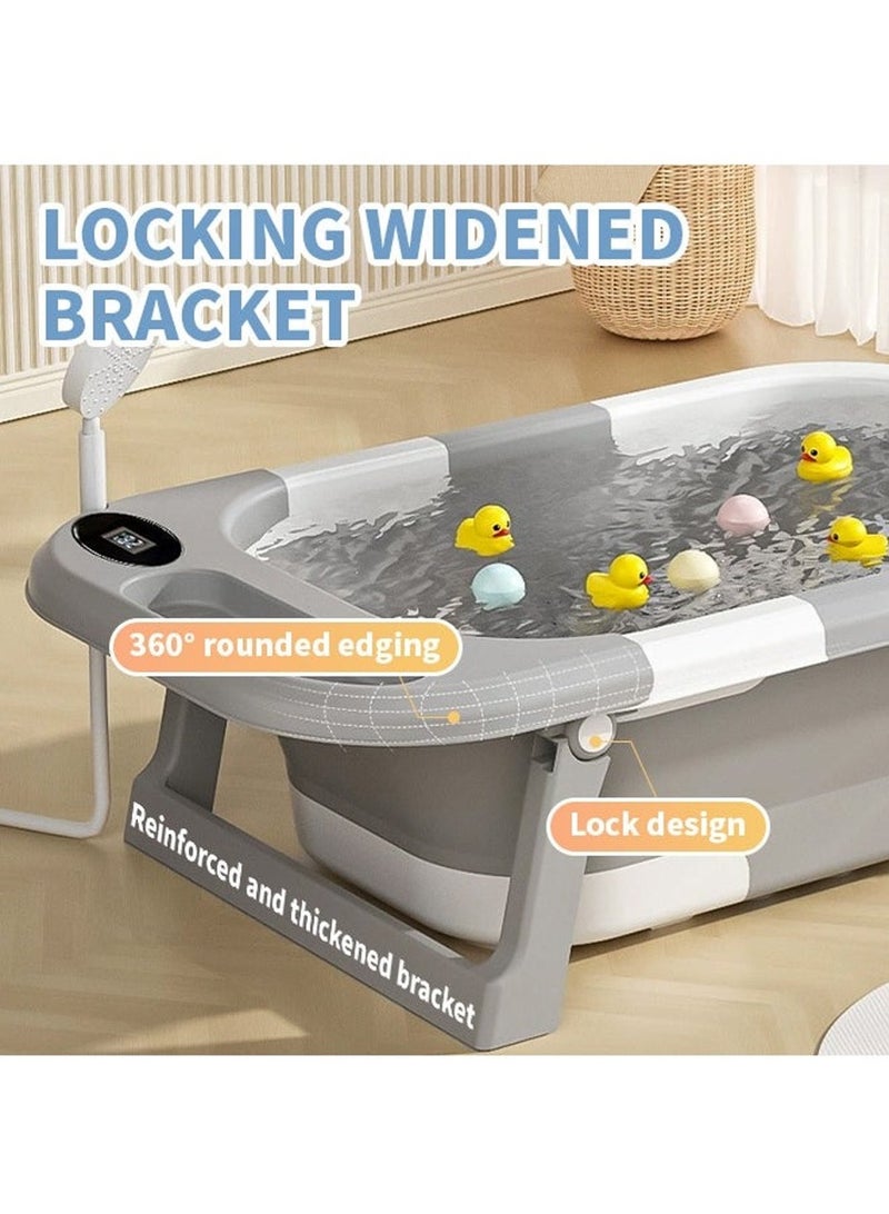 ليون هوم حوض استحمام قابل للطي للأطفال الرضع، حوض استحمام منزلي للجلوس والاستلقاء، مجموعة حوض استحمام قابل للطي للأطفال الرضع، مزود بسلة تخزين قابلة للإزالة وشاشة LCD لمراقبة درجة الحرارة في الوقت الفعلي. - Image 5
