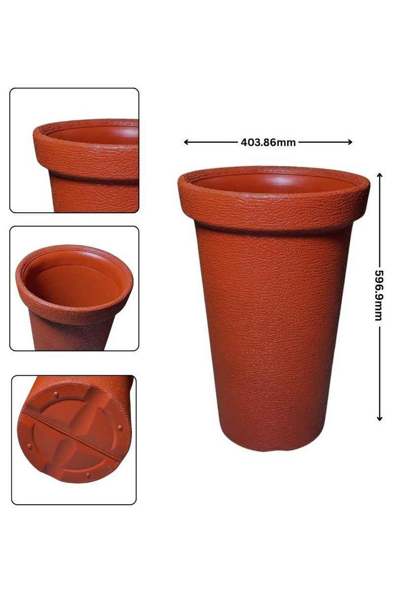 SNH Durable Plastic flower Pot - Versatile Outdoor & Indoor Plant Containers,Perfect For gardening & Nursery use 16 Inch Large - Brown Colour - Image 2