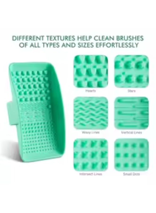 بساط تنظيف فرش المكياج، وسادة سيليكون لتنظيف فرش المكياج، اداة تنظيف فرش الطلاء مع حزام خلفي، اداة غسيل مكياج محمولة لجميع الفرش - Image 3