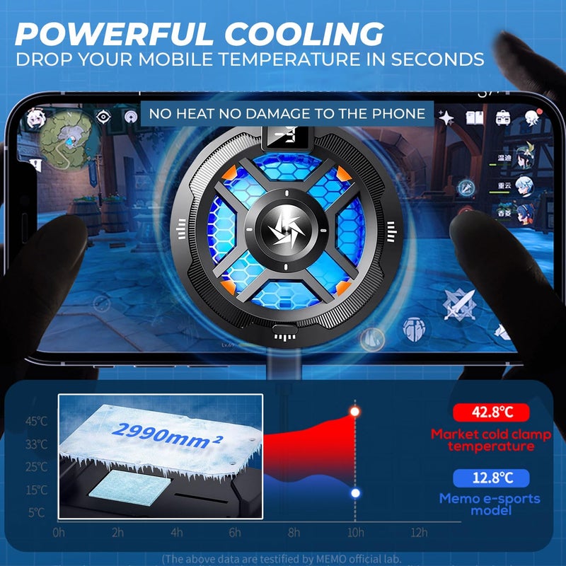 WRADER Phone Cooler for Gaming for Game Long Filming Mobile Gaming Fan Mobile Cooling Gadget (Black, ABS Body, SL18 Model) - Image 4