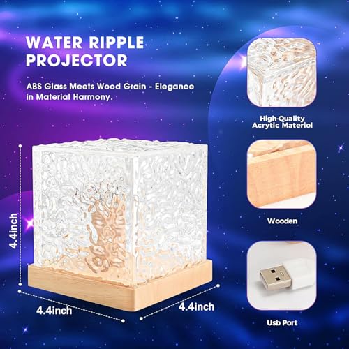 LEKEONE Ocean Wave Projector Light, 16-Color Luminorthe Cube Lamp and App Remote, 3D Holographic Water Ripple Romantic Ambient Lighting for Child's Room, Party, Night Light-4.4inch (Blue) - Image 3