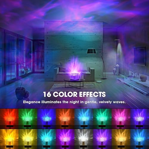 LEKEONE Ocean Wave Projector Light, 16-Color Luminorthe Cube Lamp and App Remote, 3D Holographic Water Ripple Romantic Ambient Lighting for Child's Room, Party, Night Light-4.4inch (Blue) - Image 2