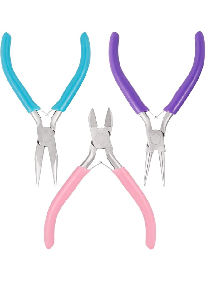 Xinzistar 3 Piece Jewelry Pliers Wire Cutter Pliers Mini Sharp Mouth Special Pincers Jewellery Making Pliers Kit Cutters Diagonal Pliers For Jewellery Making  - Image 1