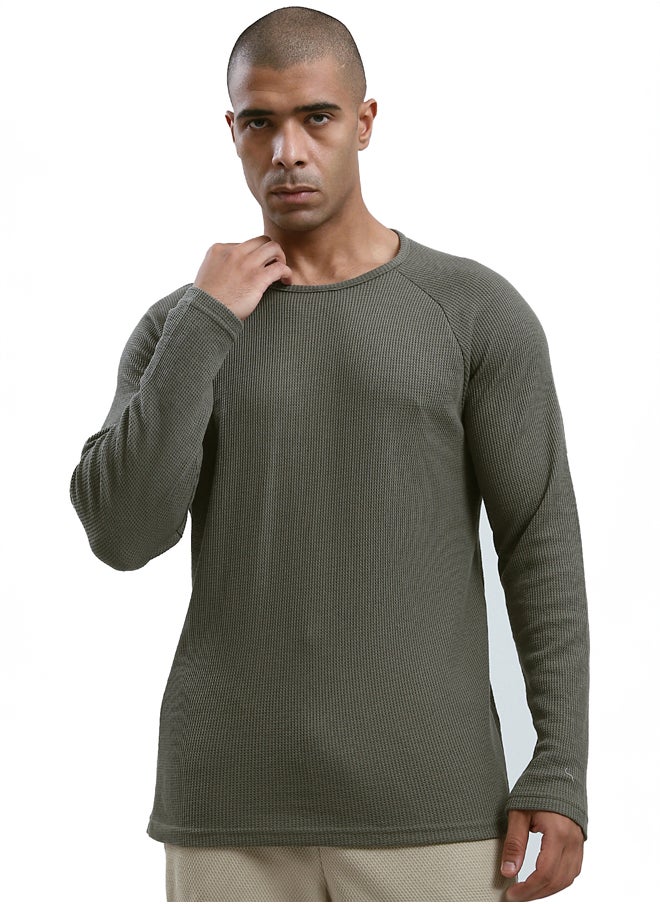 RAVIN Crew Neck Long Sleeves Dark Olive Tee  - Image 1