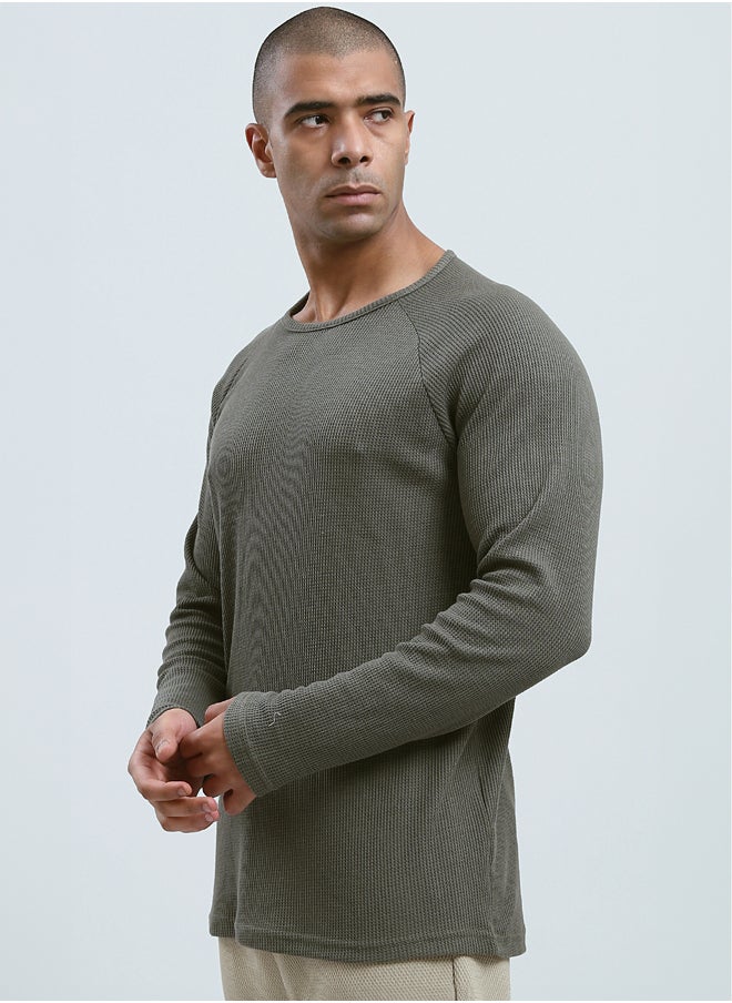 RAVIN Crew Neck Long Sleeves Dark Olive Tee  - Image 2