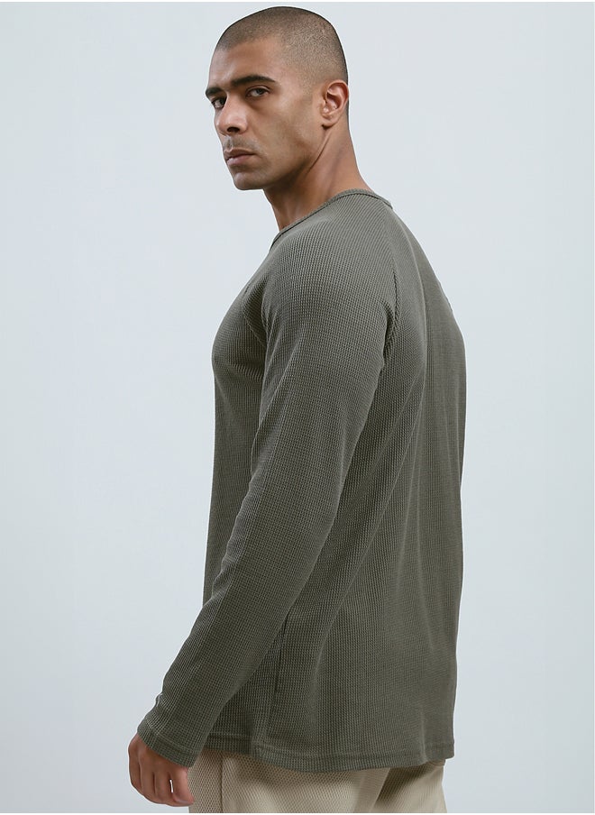 RAVIN Crew Neck Long Sleeves Dark Olive Tee  - Image 3