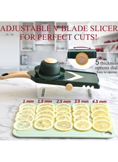 KASTWAVE Adjustable Mandoline Food Slicer for Kitchen, Ultra Sharp V-blade Vegetable Slicer with Container, Slicer Vegetable Cutter, Julienne slicer, Potato Slicer for Apple, Onion, Tomato lemon Slicer  - Image 2