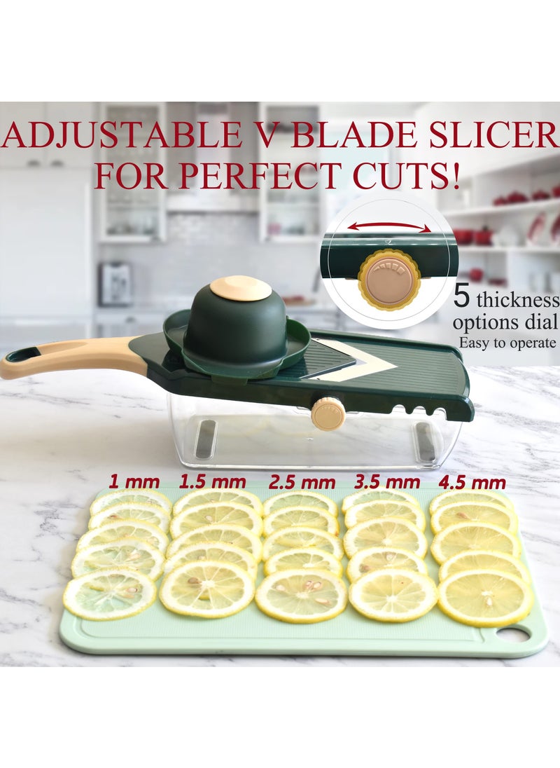KASTWAVE - Adjustable Mandoline Food Slicer for Kitchen, Ultra Sharp V-blade Vegetable Slicer with Container, Slicer Vegetable Cutter, Julienne slicer, Potato Slicer for Apple, Onion, Tomato lemon Slicer - Image 1