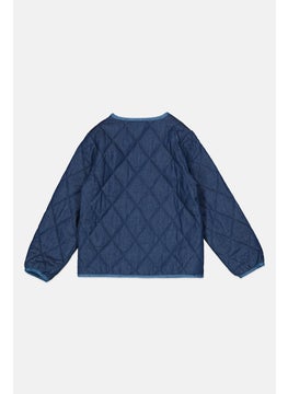 Nicole Miller Kids Girl Brand Logo Quilted Jackets, Blue  - Image 2