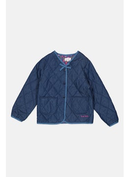 Nicole Miller Kids Girl Brand Logo Quilted Jackets, Blue  - Image 1