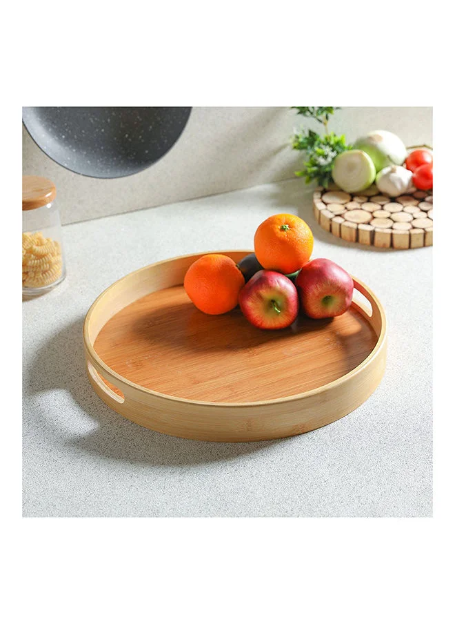 DANUBE HOME Loretta Bamboo Round Serving Tray Bamboo Modern Houseware Serving Tray L 38x38 X H 5cm Beige