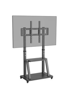 Mobile TV Stand with Wheels Heavy Duty TV Cart Stand Trolley for 32”-100” LED LCD OLED Screens Height Adjustable with 2 Tier Storage Shelves Holds up to 80KG MAX VESA 800x600mm