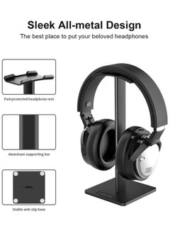 Kimaya Headphone Stand Headset Holder Earphone Stand with Aluminum Supporting Bar Flexible Headrest ABS Solid Base for All Headphones Size (Black)  - Image 4
