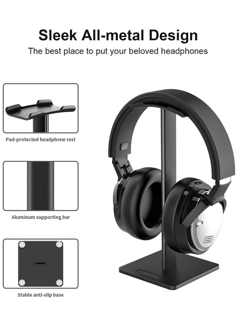 Kimaya Headphone Stand Headset Holder Earphone Stand with Aluminum Supporting Bar Flexible Headrest ABS Solid Base for All Headphones Size (Black)  - Image 4