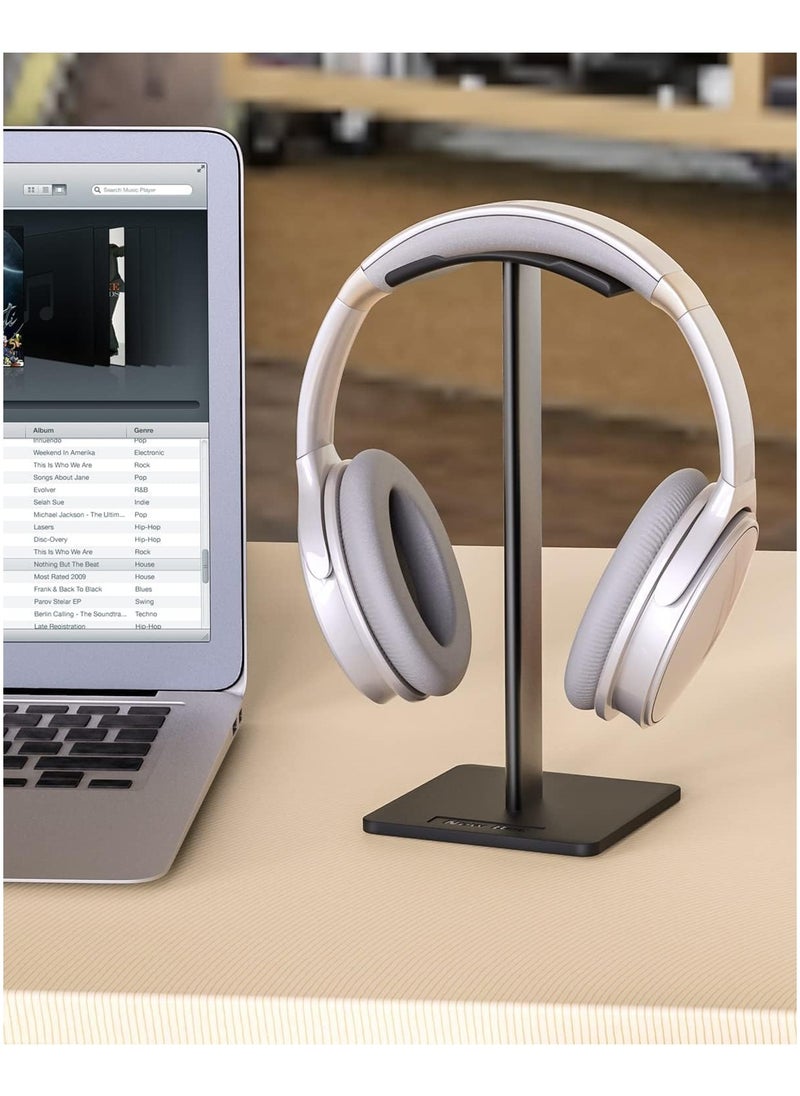 Kimaya Headphone Stand Headset Holder Earphone Stand with Aluminum Supporting Bar Flexible Headrest ABS Solid Base for All Headphones Size (Black)  - Image 2