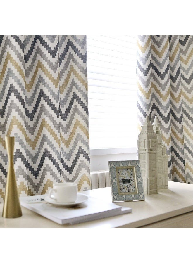 2pcs Chevron Grommet Top Window Curtains for Living Room 140 x 240cm - Image 3