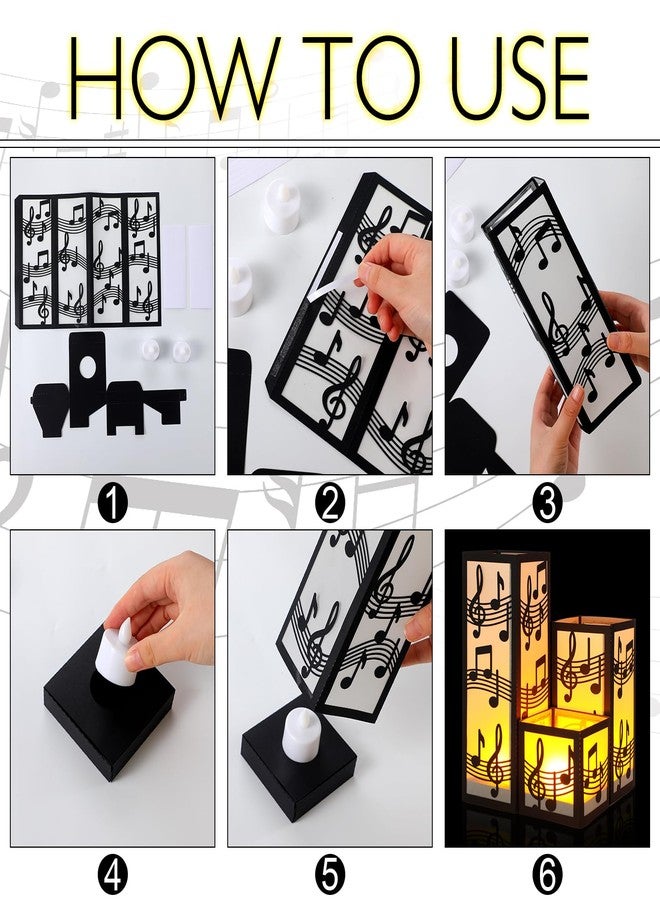 Rossesay 24 Pcs Music Centerpieces for Table 3 Size Music Note Paper Lantern Boxes Table Ideas Decorations for Musical Room Party Decorations Wedding Birthday (Classic) - Image 3