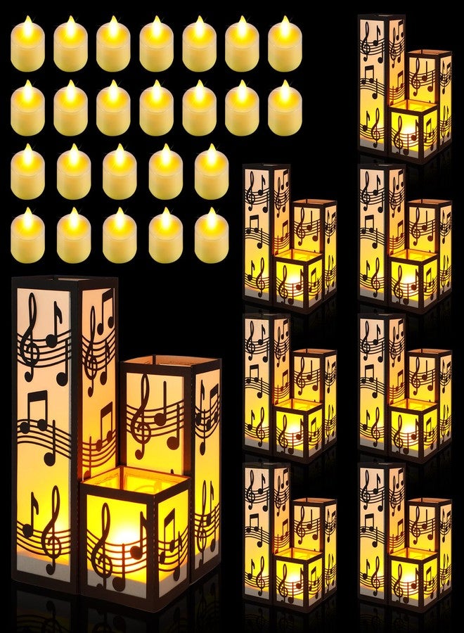 Rossesay 24 Pcs Music Centerpieces for Table 3 Size Music Note Paper Lantern Boxes Table Ideas Decorations for Musical Room Party Decorations Wedding Birthday (Classic) - Image 1