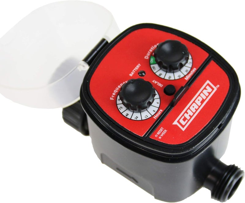 CHAPIN 41001 Single Zone Water Timer with Water Resistant Construction, Numerous Options for Frequency of Watering/Duration of Watering Settings and up to 116 PSI, Red/Black - Image 1