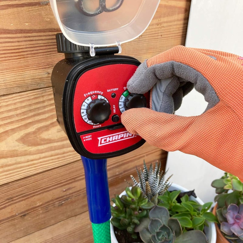 CHAPIN 41001 Single Zone Water Timer with Water Resistant Construction, Numerous Options for Frequency of Watering/Duration of Watering Settings and up to 116 PSI, Red/Black - Image 4