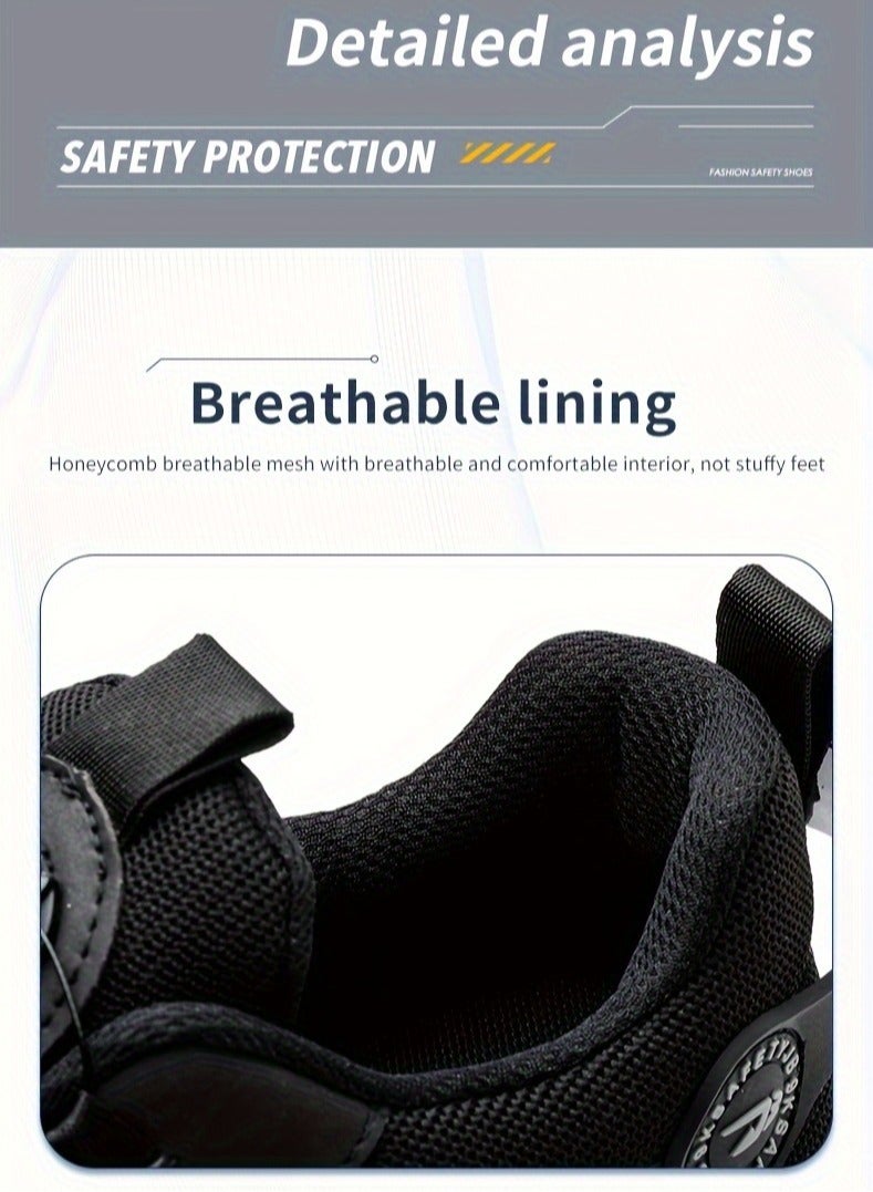 Unisex Professional Steel Toe Puncture Proof Work Boots Comfy Non Slip Cushioned Shock Absorption Safety Shoes Men's Outdoor Footwear (41 EUR)