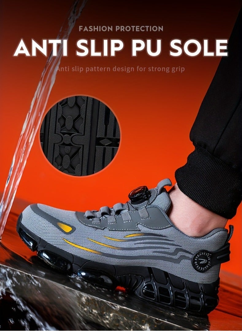Unisex Professional Steel Toe Puncture Proof Work Boots Comfy Non Slip Cushioned Shock Absorption Safety Shoes Men's Outdoor Footwear (41 EUR)