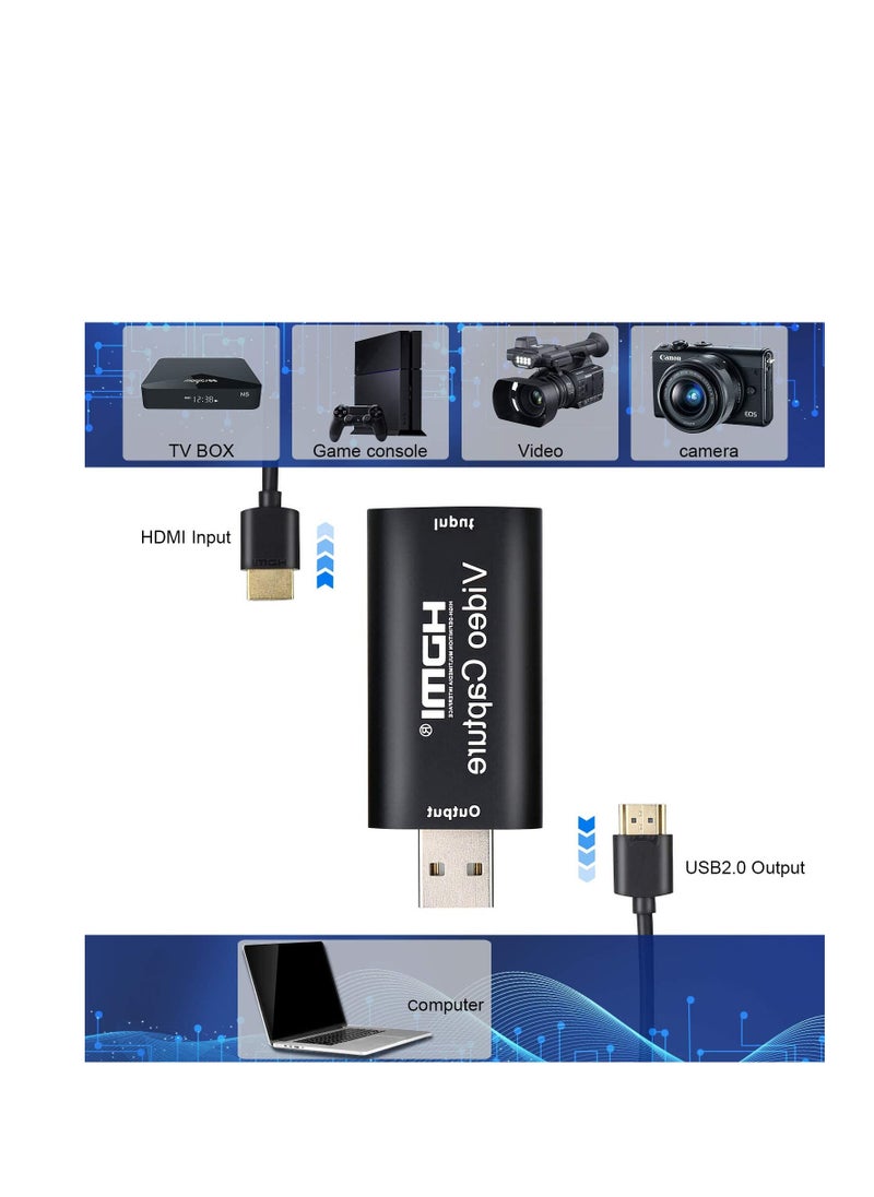 Ntech NTECH Audio Video Game Capture Card HDMI to USB 2.0 1080p Video Recorder Live Streaming For Gaming/Streaming/Teaching/Video Conference Compact HDMI Video Capture Device  - Black  - Image 3