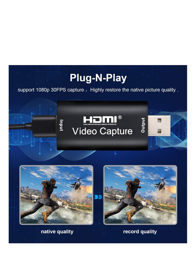 Ntech NTECH Audio Video Game Capture Card HDMI to USB 2.0 1080p Video Recorder Live Streaming For Gaming/Streaming/Teaching/Video Conference Compact HDMI Video Capture Device  - Black  - Image 4